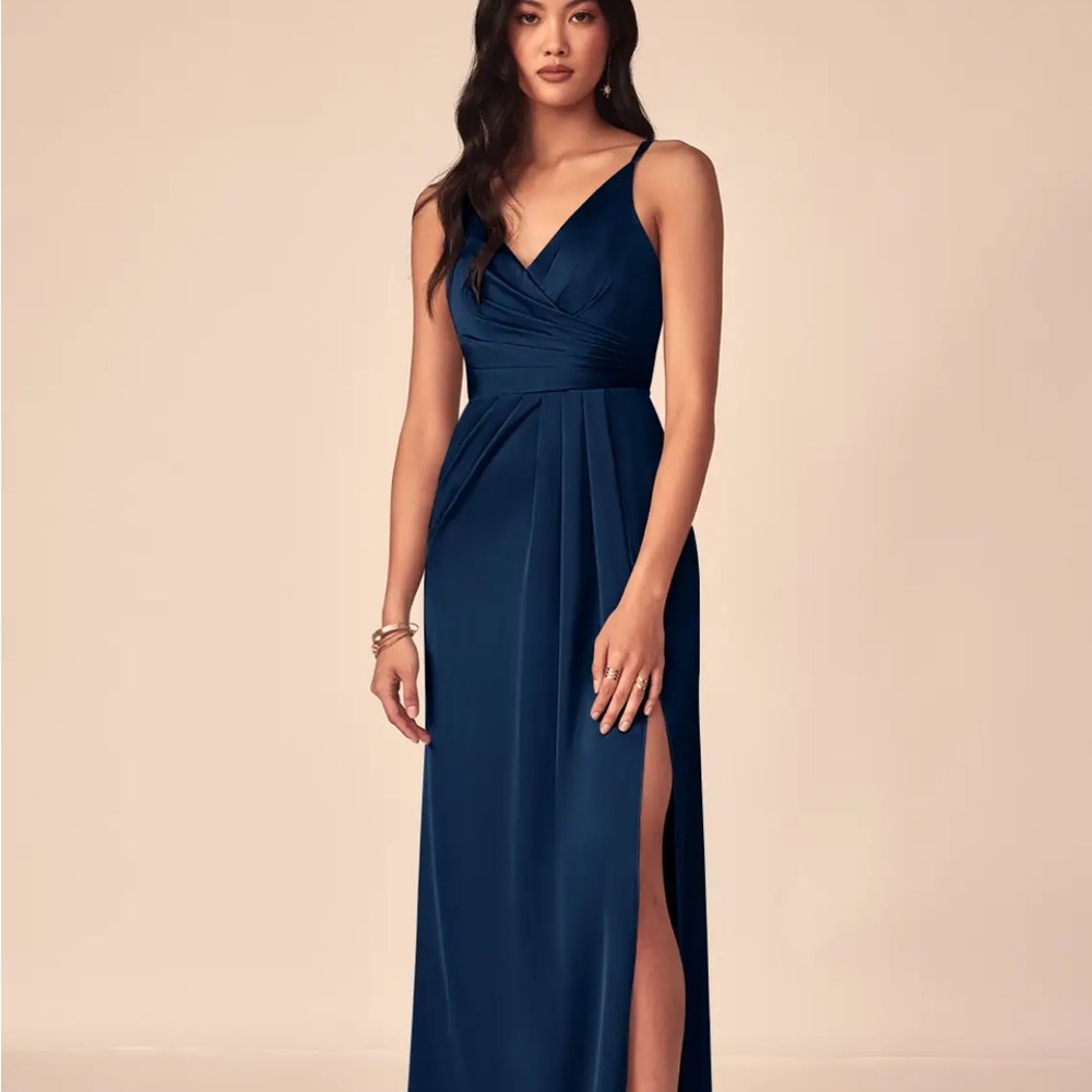 Azazie Navy Blue Maxi Dress